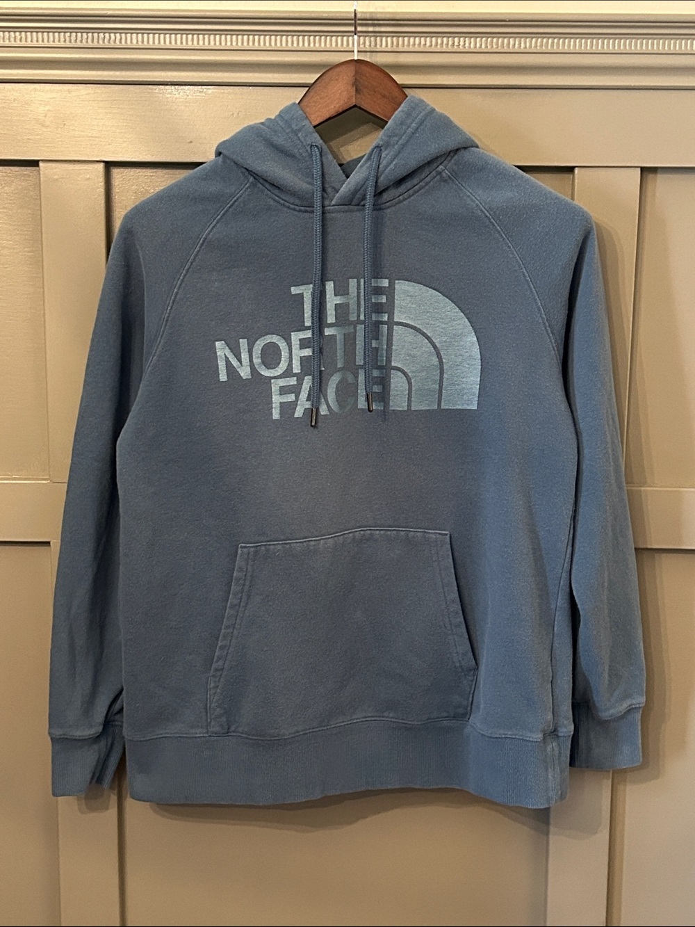 The North Face Half Dome Logo Pullover Hoodie Sweatshirt Teal Blue Size Small